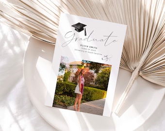 Abitur Ankündigung 2026 Vorlage | Bearbeitbare Canva Grad Fotokarte | Jahrgang 2026 Senior Ankündigung | Druckbare Graduation Einladen