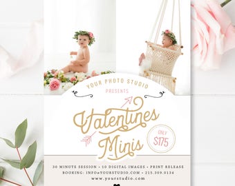 Valentine Photography Marketing Template, Valentine's Mini Sessions, Marketing Board, Photoshop Template, INSTANT DOWNLOAD!