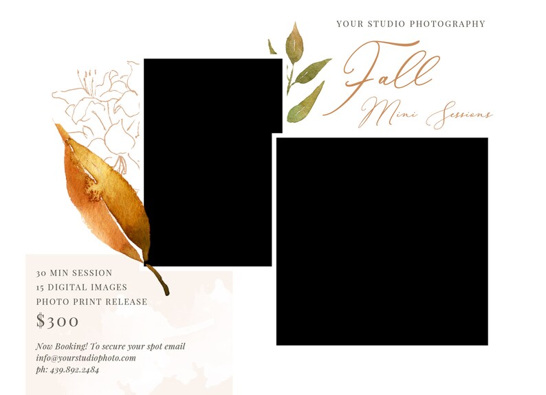 5x7 Fall Mini Session Template Fall Minis Watercolor | Etsy