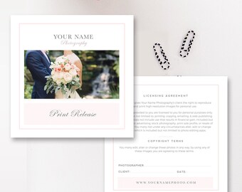 Photographer Print Release Template, Copyright Form for Wedding Photographers,  INSTANT DOWNLOAD