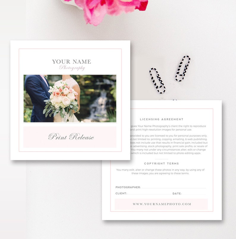 Photographer Print Release Template Copyright Form For Etsy
