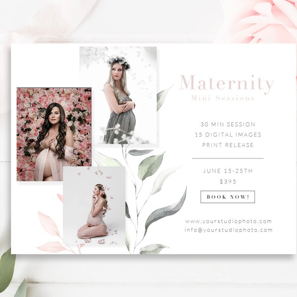 Maternity Mini Sessions Template, Photography, Maternity Marketing Board, Photoshop Templates, Canva Template, INSTANT DOWNLOAD!