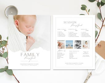 Family Photo Pricing Guide Template for Photographers | Editable Canva Client Price Sheet (2-Page)