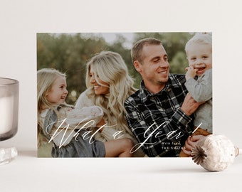 What a Year Holiday Card Template, Christmas Photo Card Template, Holiday Photo Card, Multi-Layouts, Photoshop Template - INSTANT DOWNLOAD!