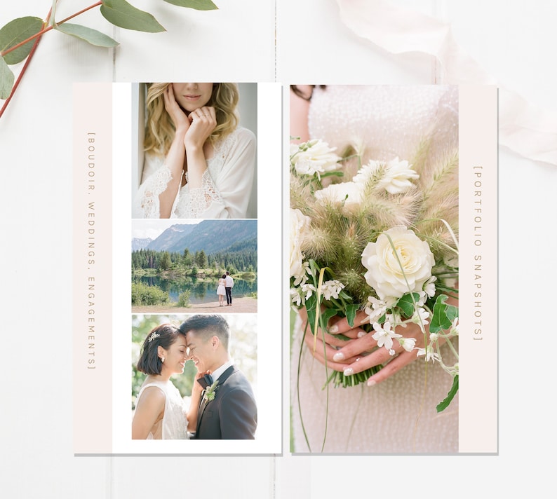Elegant wedding photography Instagram template with space for testimonials, pricing details, or package highlights.