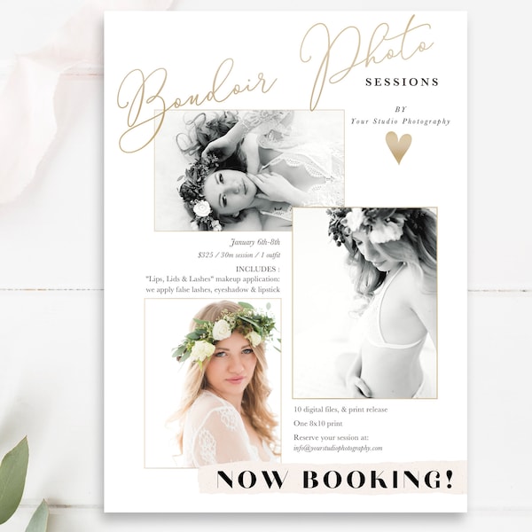 Boudoir Marketing Board Template, Boudoir Session Template, Mini Session Board, Photoshop Templates for Photographers, INSTANT DOWNLOAD!