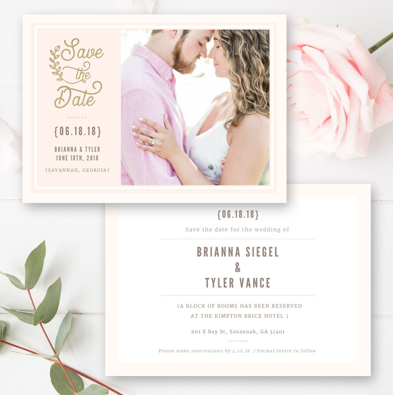 Download Save the Date Photo Card Template Design PSD Wedding | Etsy