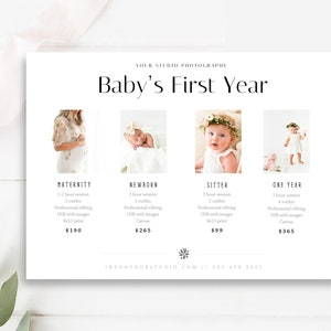 Baby First Year Template, Photographer Marketing Templates, Maternity Photography, Photoshop Templates for Photographers, INSTANT DOWNLOAD!