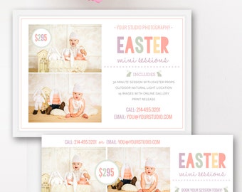 Easter Mini Sessions - Marketing Board and Facebook Timeline Bundle -Photoshop Template - INSTANT DOWNLOAD