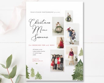 Christmas Mini Session Marketing Board, Christmas Minis Template, Watercolor Christmas, Photoshop Template, INSTANT DOWNLOAD!