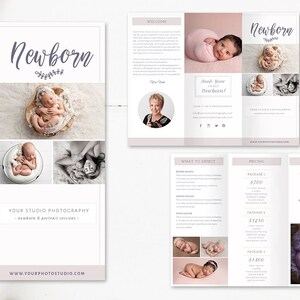 Newborn Trifold Brochure Flyer, Photography Guide, Sell Sheet, Studio Welcome Flyer - INSTANT DOWNLOAD