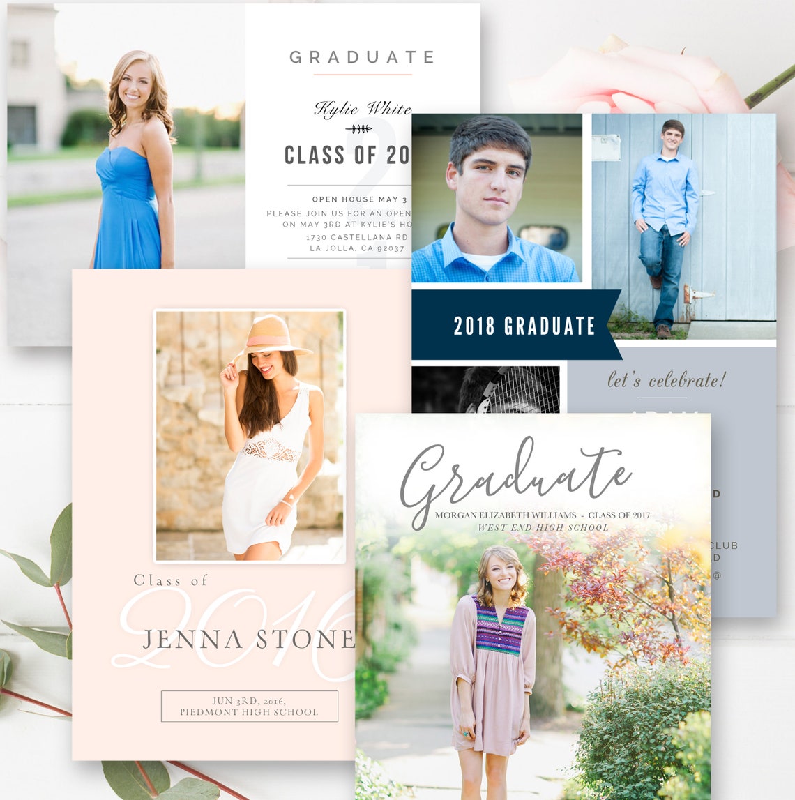 Graduation Announcement Template Bundle Photo Etsy Graduation Announcement Template Bundle Photo Etsy