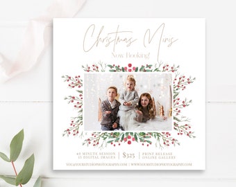 Christmas Minis Template, 5x5 Christmas Mini Session Template, Photography Template, Photoshop Template, INSTANT DOWNLOAD!
