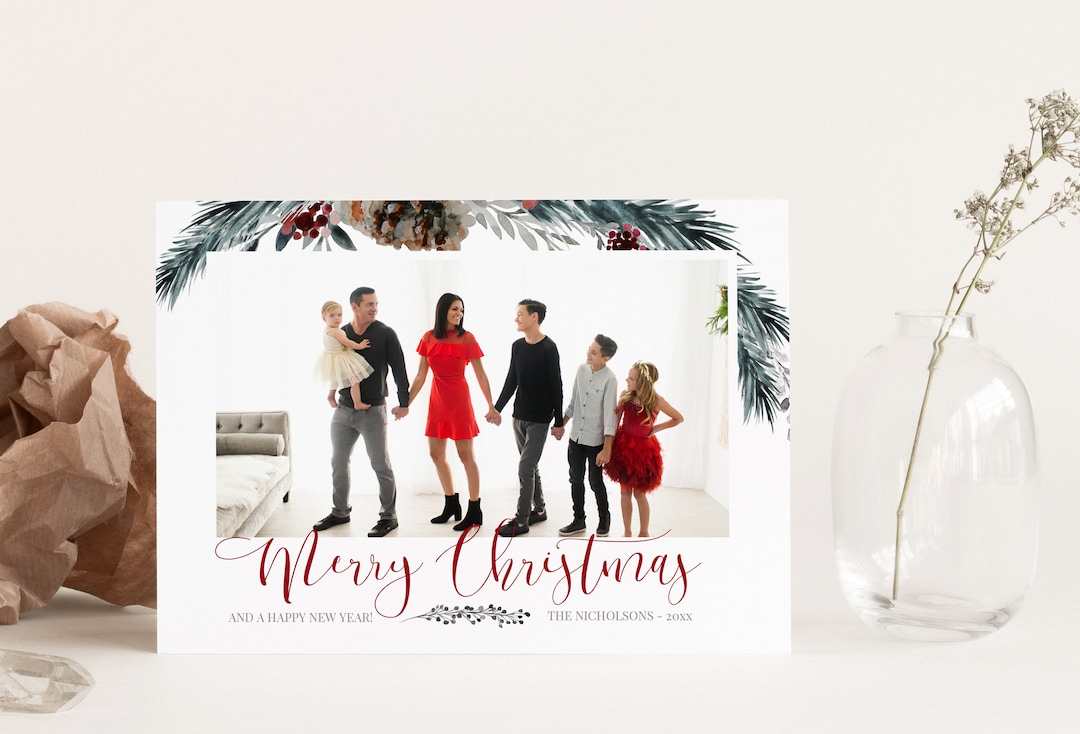 Canva Christmas Card Template | 2026 5x7 Holiday Photo Card ...