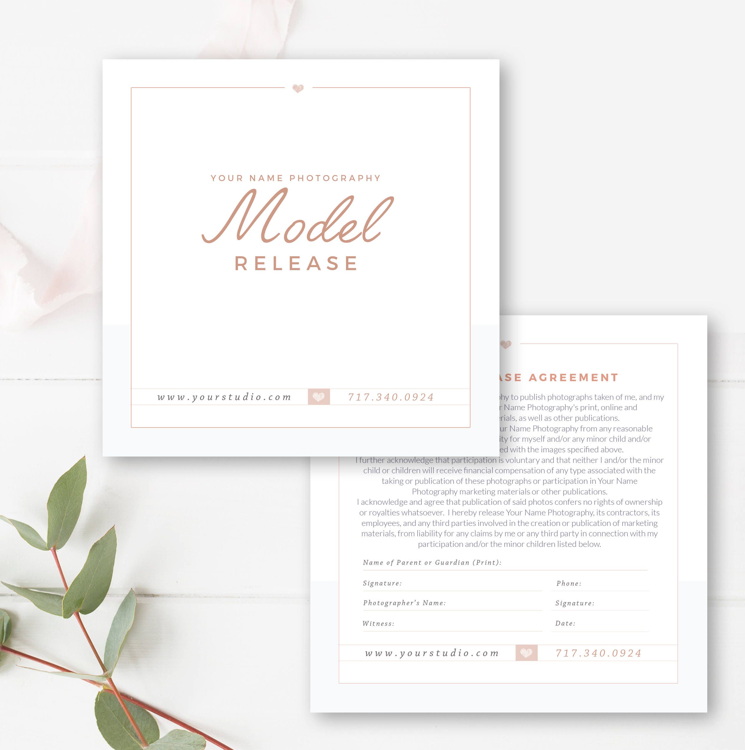 Photographer Model Release Template Photography Business | Etsy