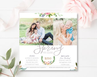 Spring Mini Session Template, 5x5 Instagram Marketing Template, Photography Marketing PSD Template, Social Media Promo, Instant Download