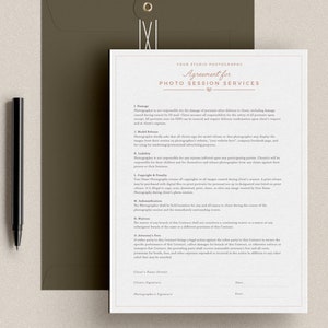 Session Contract Template for Photographer, Photography Contract, Templates for Photographers, Photoshop & MS Word, INSTANT DOWNLOAD image 2