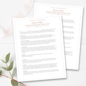 Session Contract Template for Photographer, Photography Contract, Templates for Photographers, Photoshop & MS Word, INSTANT DOWNLOAD image 3