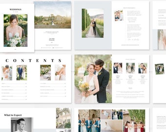 Modern Luxe 34-Page Wedding Photographer Welcome Guide, Photo Magazine, Photoshop Template, InDesign Template - INSTANT DOWNLOAD!