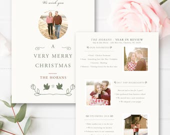 Year In Review Christmas Card Template, Classic 5x7 Photo Card, Photoshop Template, INSTANT DOWNLOAD!