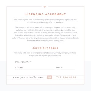 Photography Print Release Template, Photography Form Template ...