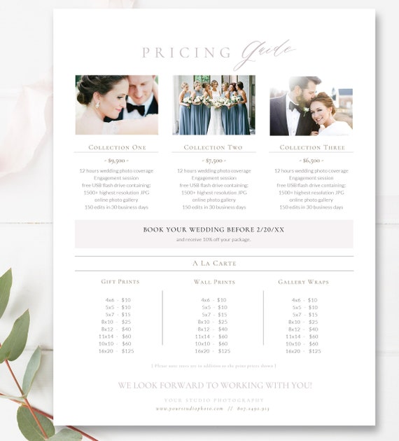 Wedding Photographer Pricing Guide Template Photography - Etsy