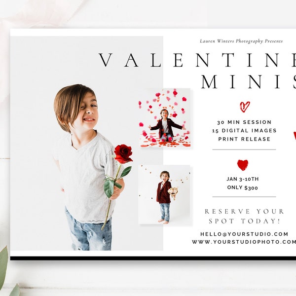 Valentine's Mini Session  Template, Valentine Minis Template, Photographer Templates, Photoshop Template, INSTANT DOWNLOAD!