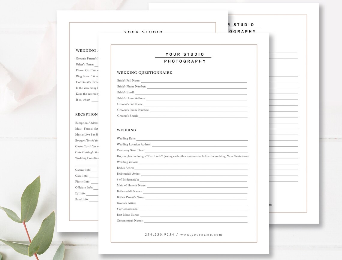Wedding Planner Questionnaire Template Wedding Planner - Etsy