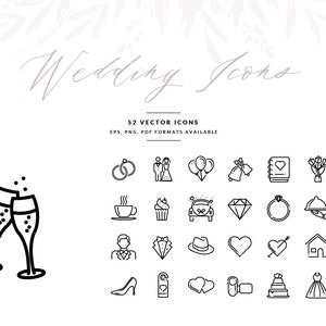 Wedding Icons, Wedding Symbols in Vector format, Wedding Invitation Graphics, EPS, Illustrator Template, INSTANT DOWNLOAD image 3
