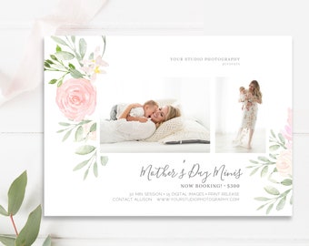 Mother's Day Mini Session Marketing Board, 5x7 Mommy and Me Minis Template, Photoshop Templates for Photographers, INSTANT DOWNLOAD!