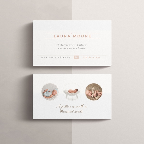 Newborn Photographer Business Card Template, Business Card Templates for Photographers, Modern Calling Card - INSTANT DOWNLOAD