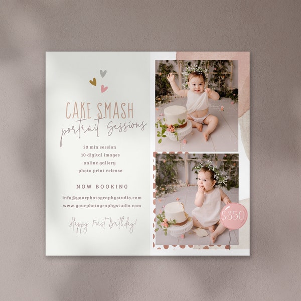 5x5 Cake Smash Photography Template, Cake Smash Photo Sessions Template, Instagram Template, Photoshop Template, INSTANT DOWNLOAD!