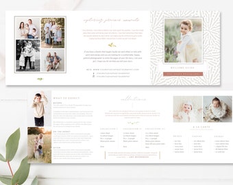 Lifestyle Photography Trifold Brochure Template – Photographer Pricing Guide, Accordion Fold Marketing Brochure, Instant Download