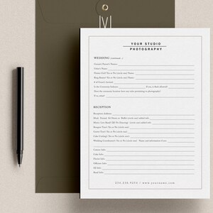 Customizable wedding planner questionnaire and business forms template set, editable in Canva and Photoshop, instant digital download