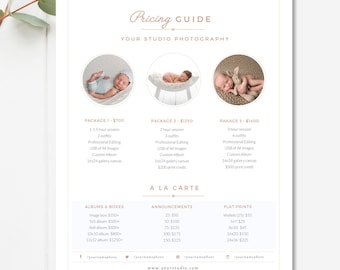 Newborn Pricing Template, Photography Pricing Guide, Price List, Digital Design Files, Photography Template - INSTANT DOWNLOAD