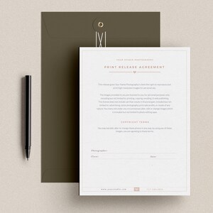 Photographer Print Release Agreement Form, Print Release Template for Newborn Photographers, Photoshop Template, INSTANT DOWNLOAD!