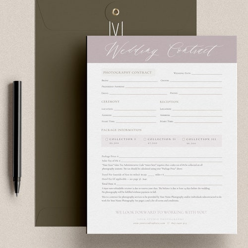 Wedding Photography Contract Template Wedding Forms Contact - Etsy