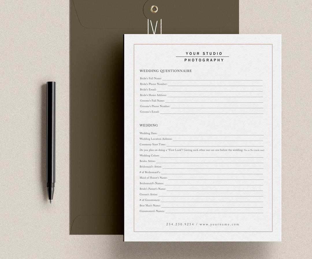 Wedding Planner Questionnaire Template, Wedding Planner Business Forms