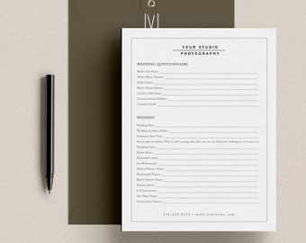 Wedding Planner Questionnaire, Editable Canva and Photoshop Templates, Client Intake Forms for Wedding Planners, Instant Download