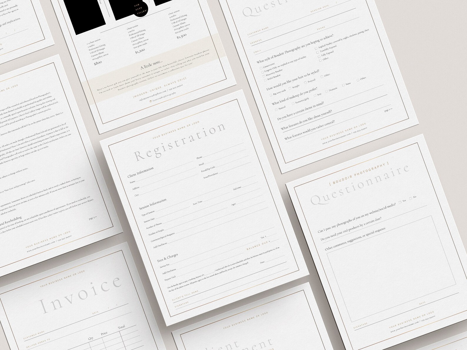 Boudoir Photography Forms Bundle Boudoir Contract Template Etsy