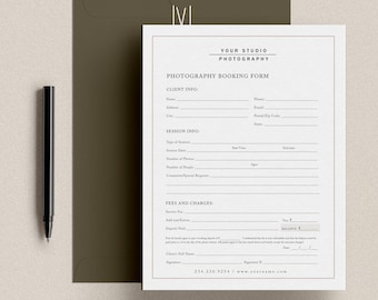 Photography Booking Form, Photographer Business Forms, Registration Form, Photoshop Templates for Photographers - INSTANT DOWNLOAD!