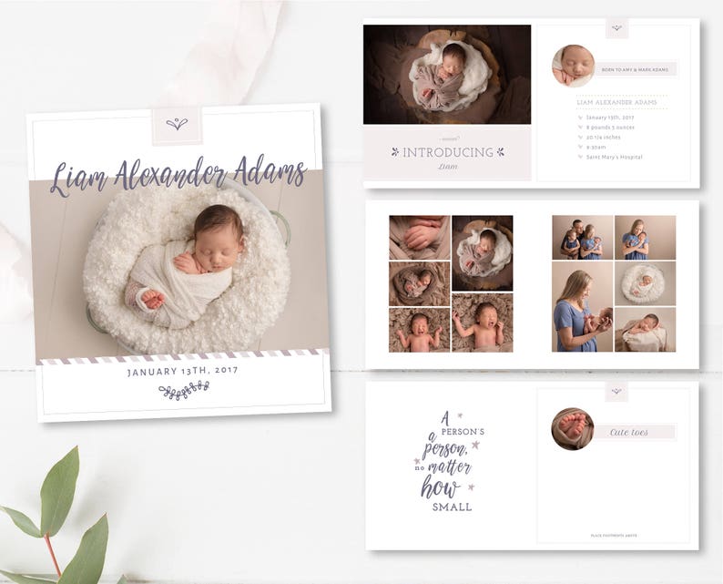 newborn baby album template photographer PSD photo book layout 10x10