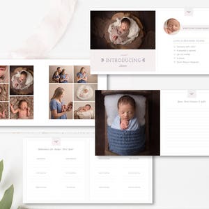 baby milestone photo book template first year album Photoshop design