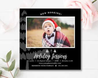 5x5 Christmas Mini Session Template, Holiday Photo Sessions Template for Photographers, Photoshop Template,  INSTANT DOWNLOAD!