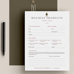 Bestelformulier voor kerstkaarten, fotograafformulieren, Photoshop-sjabloon, INSTANT DOWNLOAD!