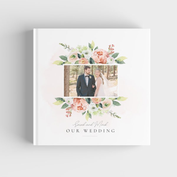 Wedding Album Cover Template, Photo Book Cover Template for Photographers, Wedding Album Templates, Photoshop Template - INSTANT DOWNLOAD!