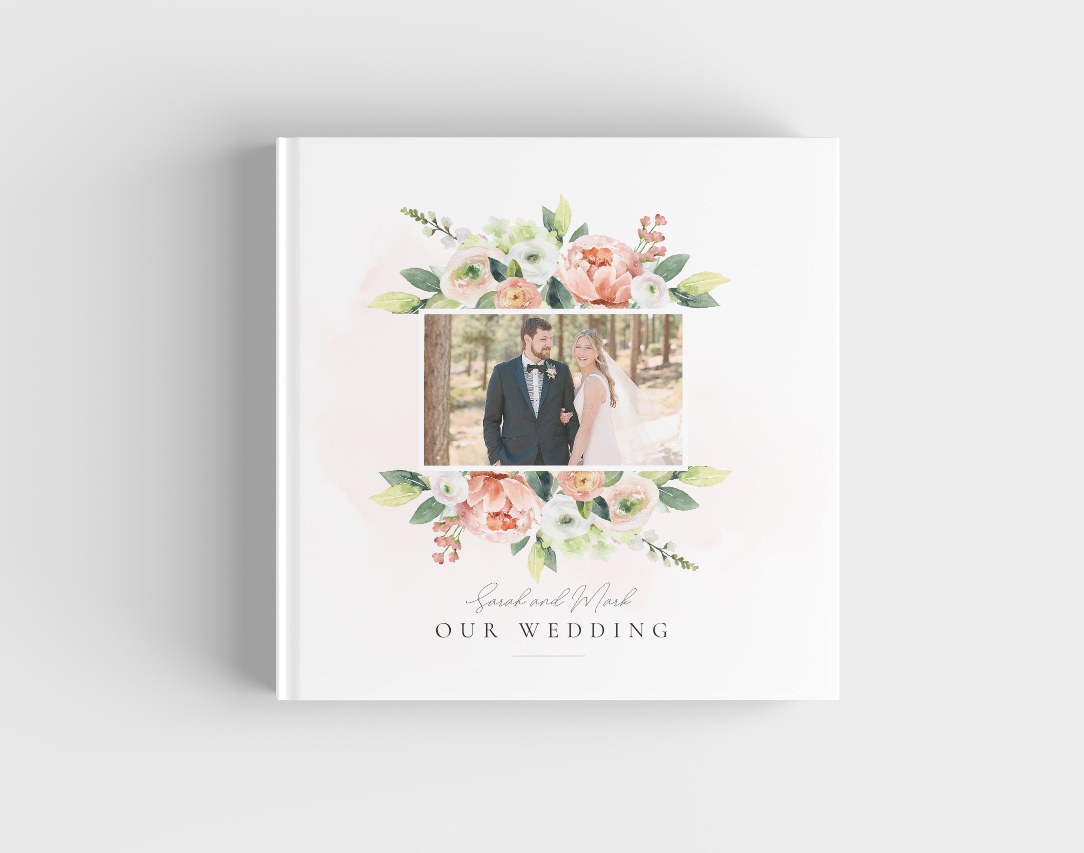 Vintage Floral Wedding Photobook/Album, Print Templates ft