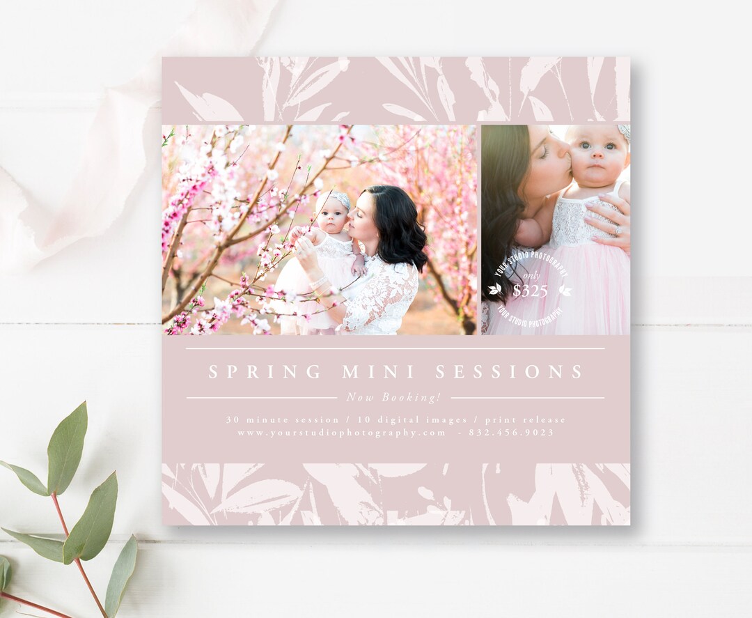 Spring Mini Session Template for Photographers — Editable 5x5 Marketing ...