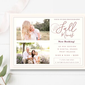 INSTANT DOWNLOAD! 5x7 Fall Mini Session Marketing Board, Marketing Template, Fall Marketing Board, Modern Marketing Templates