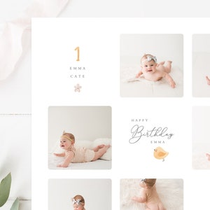 First Birthday Template, Photography Collage Template, Digital Photo